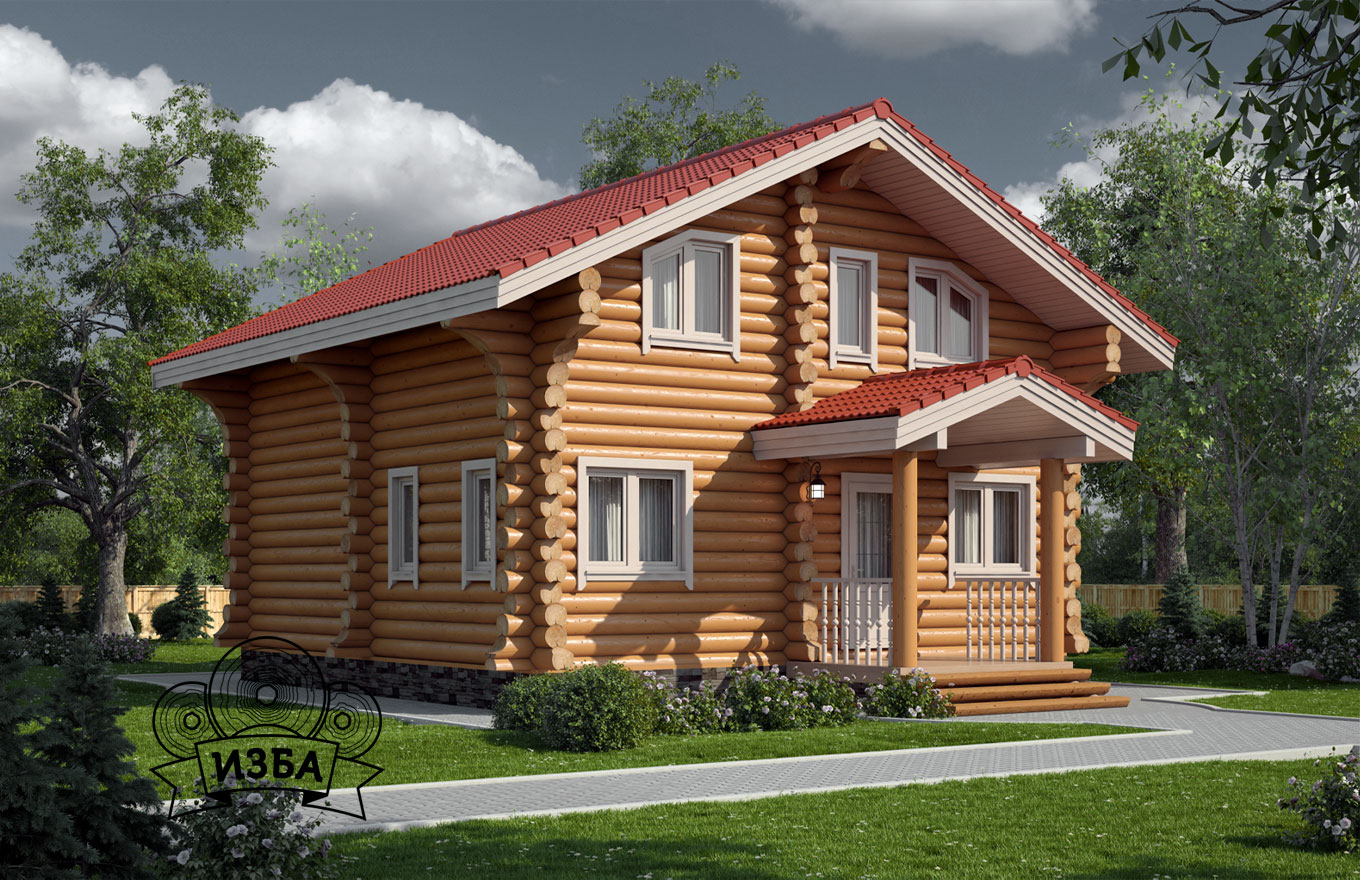 Бревенчатый-дом-Репин-с-крыльцом,-вид1