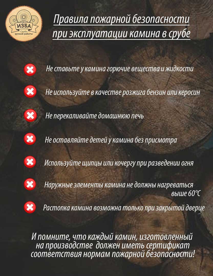 Правила пожарной безопасности при эксплуатации камина