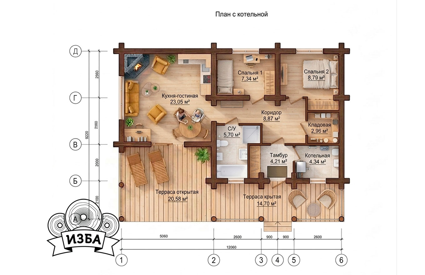 Odnoetazhnyj-uglovoj-srub-Bryullov-plan-s-kotelnoj